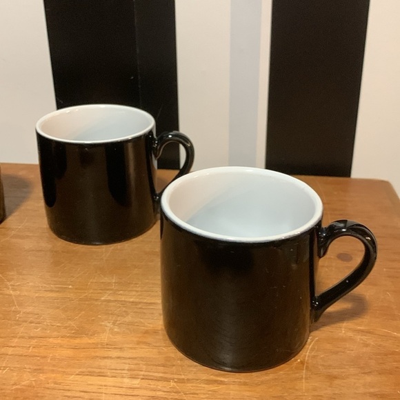 Set of 4 Black & White Ceramic Espresso Coffee Mugs Made in Thailand - Picture 3 of 9